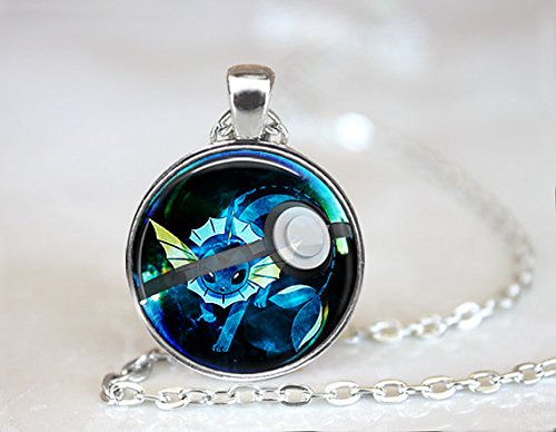 Vaporeon Pokeball Necklace // Pokemon Eeveelutions Jolteon Flareon Vaporeon Glaceon Espeon Umbreon Leafeon Sylveon // Gift Idea Cosplay