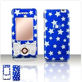 PCMICROSTORE Brand Sony Ericsson W580 S500 Blue Stars Design Snap-On Crystal Case Cover with Removable Swivel Belt Clip