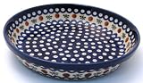 Bunzlauer Polish Pottery 879-41A Traditional Pie Plate, Blue with White and Terra Cotta