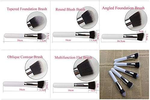 Annengjin® 10pcs Pro Foundation Makeup Tools Cosmetic Brushes Face Eye Brushes Kit Sets (10pcs White+silver)