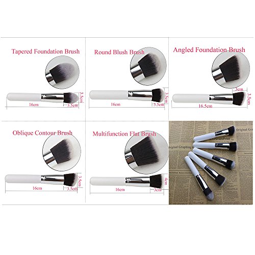 Annengjin® 10pcs Pro Foundation Makeup Tools Cosmetic Brushes Face Eye Brushes Kit Sets (10pcs White+silver)