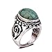 YAZILIND Vintage Antique Oval Cut Green Jasper Retro Silver Plated Ring Women