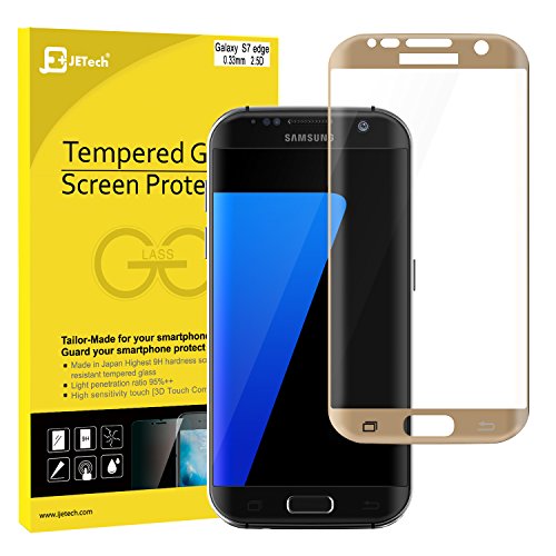 Galaxy S7 Edge Screen Protector, JETech Tempered Glass Full Screen Screen Protector Film for Samsung Galaxy S7 Edge (Gold)