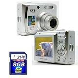 SVP DC-836-Silver 8MP 3x Optical Zoom 2.4 LCD Digital Camera (Free-8GB SDHC Memory Card)