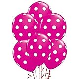 12 Hot Pink Dot Polka Dot Balloons - Made in USA