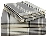 IMAGE OF Pinzon 160-Gram Yarn-Dyed Cotton Flannel King Sheet Set, Gray Plaid