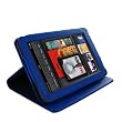 NEU! Kindle Fire Premium Leder Etui Case Schutzh�lle in Blau mit Standfunktion + Displayschutzfolie mit Anleitung