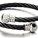COOLSTEELANDBEYOND Elastic Adjustable Mens Twisted Cable Cuff Bangle Bracelet Stainless Steel Silver Black Two-Tone Polished