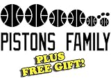 10.5" x 4.5" Pistons Basketball Family Vinyl Sticker Decal [Die-cut, White] + with Free Basketball Pencil