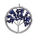 Zhenhui Christmas Gift Silver-tone Round Tree of Life Natural Stone Beads Pendants with One Hook DIY Multicolored Gravel Circle Charm Necklace 2'' in Diameter 9 Colors (Blue Gravel)