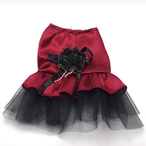 Princess Dress Pet Clothes Puppy Teddy Spring and Summer Full Moon Kitten Bunny Dog Clothes (S:11.02"x8.26", Burgundy)