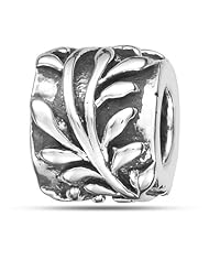Barrel Bead With Vine Bead In Sterling Silver
