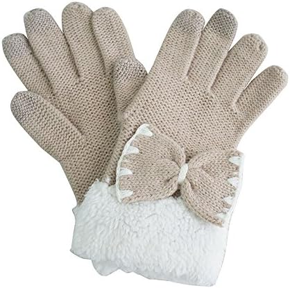 Bestgoo Girls Women Lovely Chic Bowknot Smart Touchscreen Glove Fashion Winter Warm Gloves (Khaki)