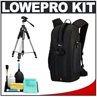 Lowepro Flipside 200 Backpack Digital SLR Camera Case (Black) + Tripod + Accessory Kit for Canon Rebel T3, T3i, T1i, T2i, EOS 60D, 50D, 5D, 7D, Nikon D3000, D3100, D5000, D7000, D300s, Olympus Evolt E-5, E-30, E-620 and Sony Alpha A560, A580, A33, A55