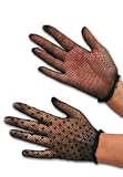 Delicate Nylon Filet Hand Crochet Shortie Gloves in Black