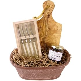 Elegant Cheese Serving French Gourmet Gift Basket with Luxury Knives, Cutting board and... by Touch of Europe