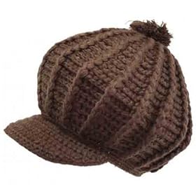 Buy 0957 Brown Handmade Warm Winter bakerboy Cab Driver Knitted Hat with short visor for Men and...