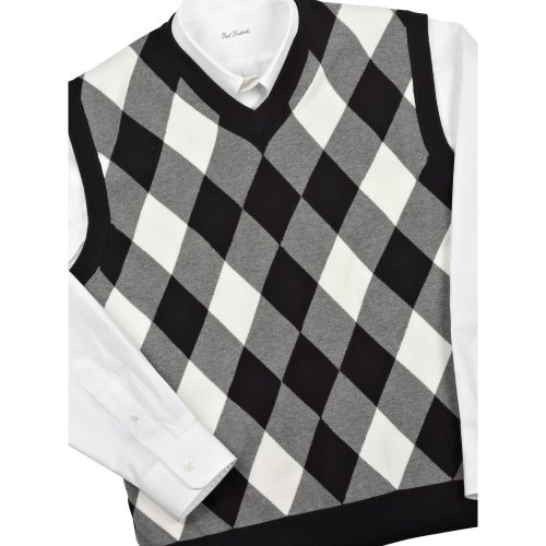 Paul Fredrick Cotton Argyle Pullover Vest