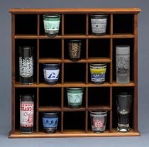 Wood Bar Shot Glass Wall Mount Display Case