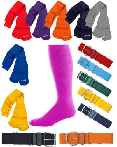 Joe's USA - Baseball Socks &amp; Belt Combo Set ( All Sizes &amp; Colors Available)