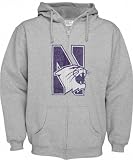 Northwestern Wildcats Grey Distressed Mascot Full Zip Hooded Sweatshirt