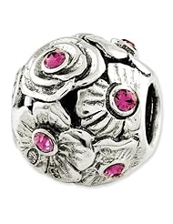 Sterling Silver s Pink Swarovski Elements Flower Bead by Reflection Beads, Best Quality Free Gift Box Satisfaction Guaranteed