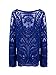 Choies Women's Cotton Blend Lace Plain Long Sleeve Round Neck Loose Blouse