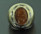 Mens Gold Ring Diamond Tiger’s Eye (birthstone) 14K Yellow or White Gold