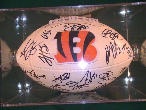 2011 Cincinnati Bengals Team Signed Autographed Full Size Football Andy Dalton,Aj Green,Cedrick Benson Coa + Hologram W/ FOOTBALL HOLDER