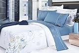 7 Piece Duvet Cover and Sheet Set in Blue Meadow Size: Queen