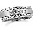 14K White Gold Diamond Handwoven Wedding Band Duo - Gent's Ring - 0.50 Ct.