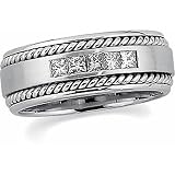 14K White Gold Diamond Handwoven Wedding Band Duo - Lady's Ring - 0.50 Ct.