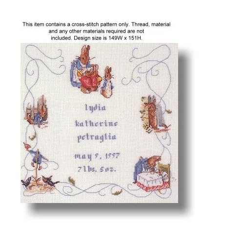 Beatrix Potter Peter Rabbit Birth Sampler Cross Stitch Pattern