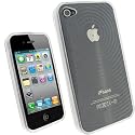 igadgitz Kristall Gel (TPU thermoplastisches Polyurethan) dauerhafte Schutzhülle Etui Case Tasche Hülle in Transparent Klar mit Spiralen-Motif für Apple iPhone 4 HD 16gb & 32gb + Display Schutzfolie