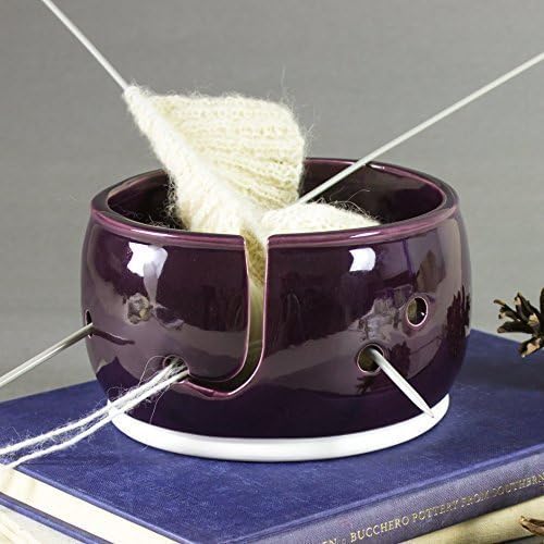 IN STOCK Yarn Bowl THREE EXTRA HOLES ceramic Yarn holder for multiple Yarn balls BlueRoomPottery