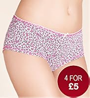 Cotton Rich Low Rise Animal Print Shorts