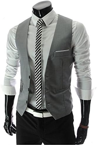 iRachel Mens Sleeveless Top Designed Casual Slim Fit Skinny Dress Vest Waistcoat