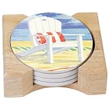 CounterArt Coastal Living Absorbent Coasters in Wooden Holder, Set of 4 Assorted