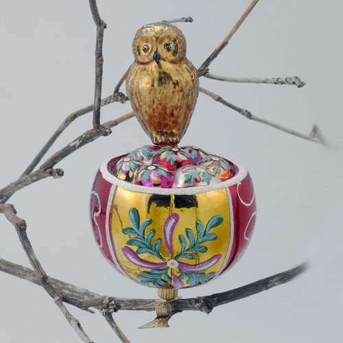 OWL BIRDS NEST Glass Ornament Made in Poland David Strand OWL BIRDS NEST Glass Ornament Made in Poland David Strand
