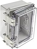 BUD Industries NBF-32402 Plastic Outdoor NEMA Economy Box with Clear Door, 5-7/64" Length x 3-59/64" Width x 2-3/4" Height, Light Gray Finish