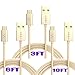 AOOK [3-Pack (3ft 6ft 10ft) Micro USB Cable Premium Nylon Braided Micro USB Charger Cord High Speed USB 2.0 A Male to Micro Sync and Charging Cable for Samsung, HTC, Motorola, Nokia, Android (Gold)