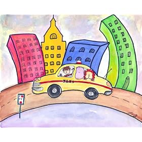 Taxi Cab 8x10 Art Print By S. Bowman City Children's Wall Decor by Boys Bedding