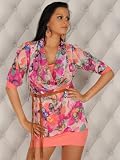 pink CHIFFON BROWN summer FLORAL Elegant mini club pleated frills Evening Cocktail Dress Size 8 , 10, 12 AVAILABLE sleeve NECK PARTY OR WEDDING GOWN or as top SPRING SUMMER CHIFFON FLORAL - please mail us your size