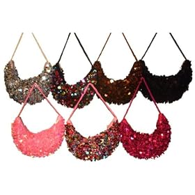 Girls Womens Sequin Beaded Hobo Evening Party Pageant Purse