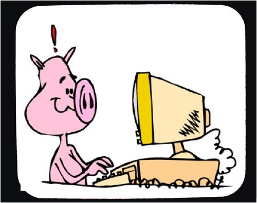 Mouse Pad with computer, pig