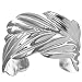 Sterling Silver 1.75 Inch Feather Pattern Heavy Cuff Bracelet - Artisan Handcrafted In Mexico
