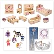 Melissa and Doug Princess Wooden Castle Furniture and Royal Family Wooden Dolls Set with Princess Tiara