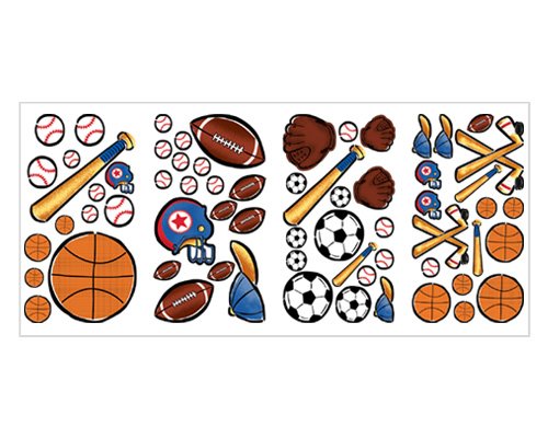 Sports Fun Baseball Soccer Hockey Basket Wall Stickers