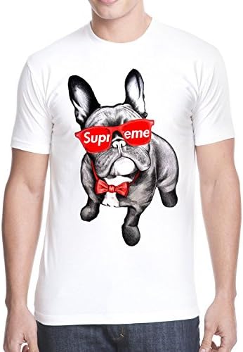 Customized Poly Cotton Comfortable Supreme Pugs Men's T-Shirt Crew Neck White