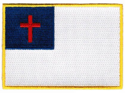 Christian Cross Flag Embroidered Patch Iron-On Religious Symbol Protestant Emblem